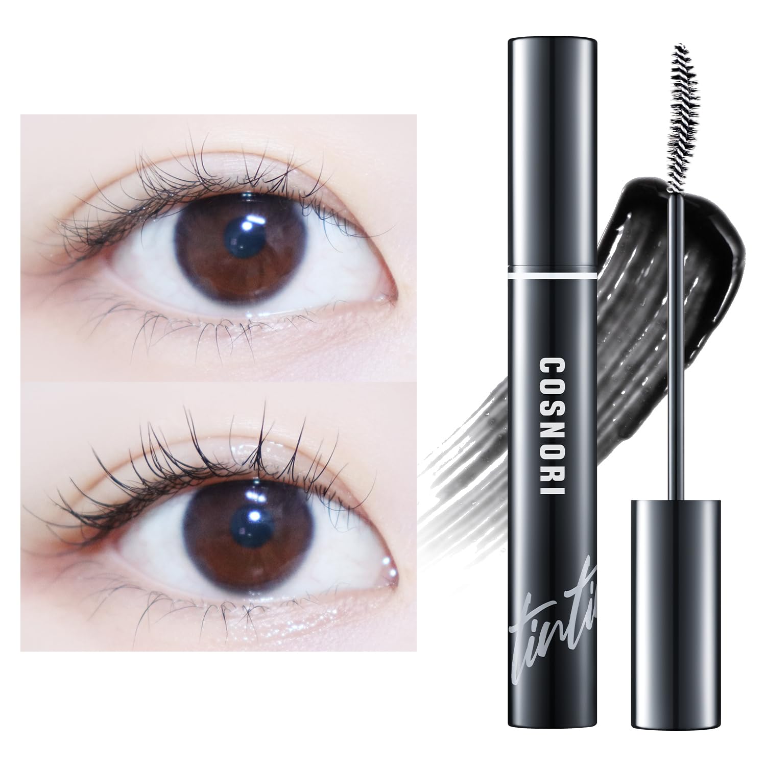 Cosnori peptide infused eyelash boost serum being held to show the compact premium packaging design.