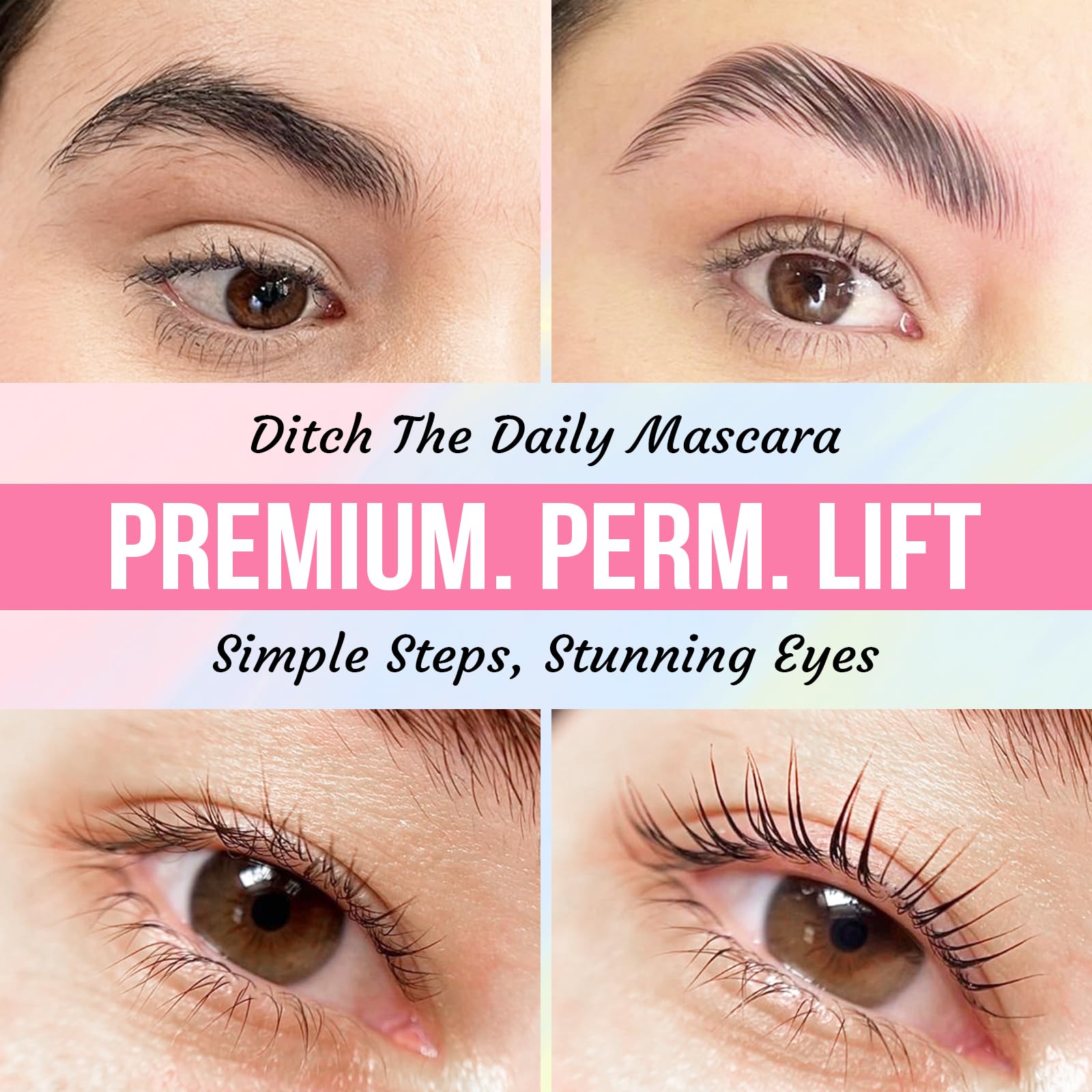 Permania eyelash perm and brow lamination kit components displayed flat.