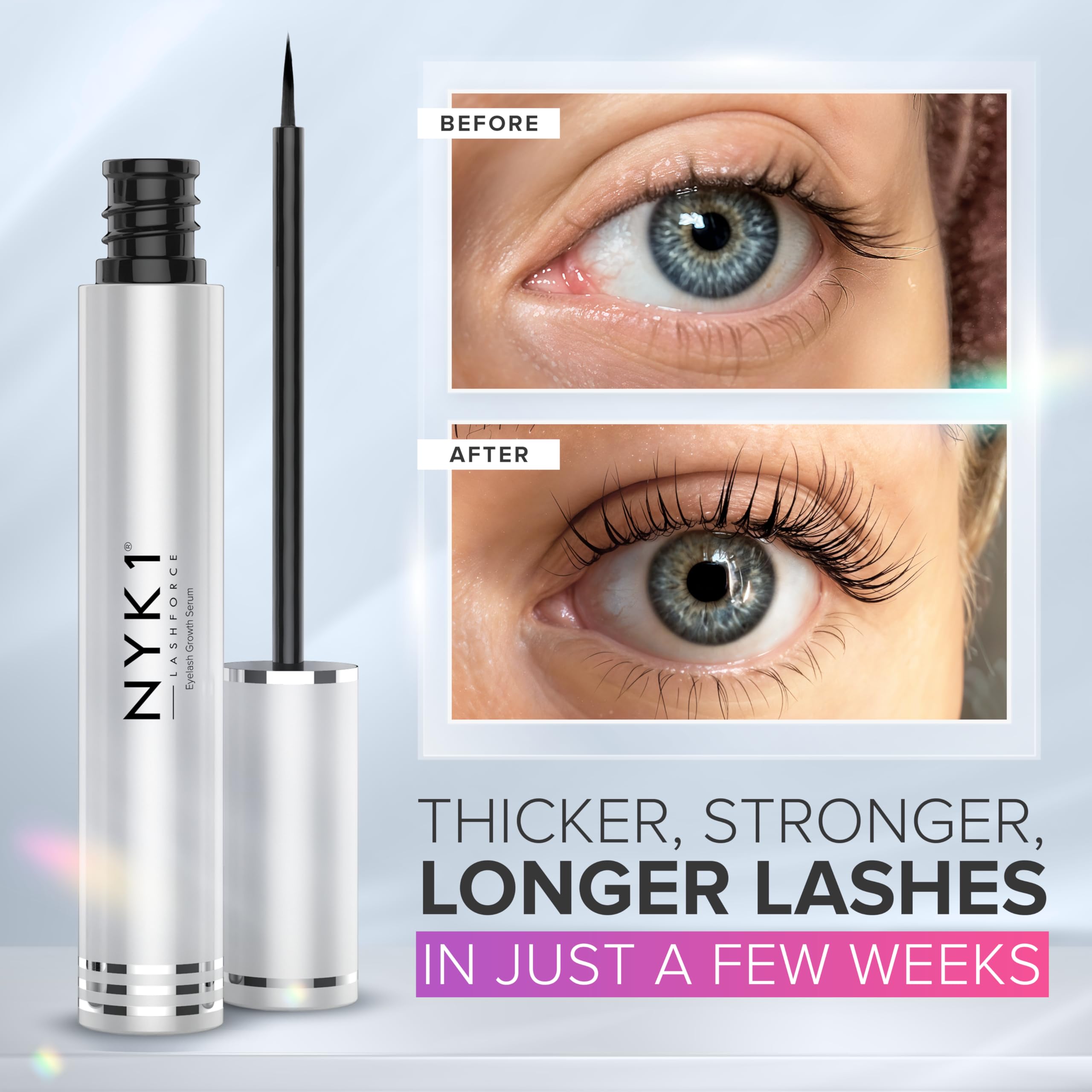 NYK1 LashForce Eyebrow Enhancing Formula tube showing precision applicator tip