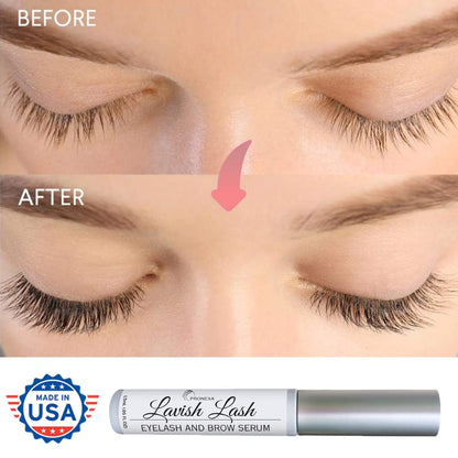 Close up of Pronexa eyelash growth booster highlighting secure cap and authentic USA import label.