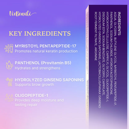 Authentic VieBeauti advanced lash enhancing formula packaging displaying three month supply specifications