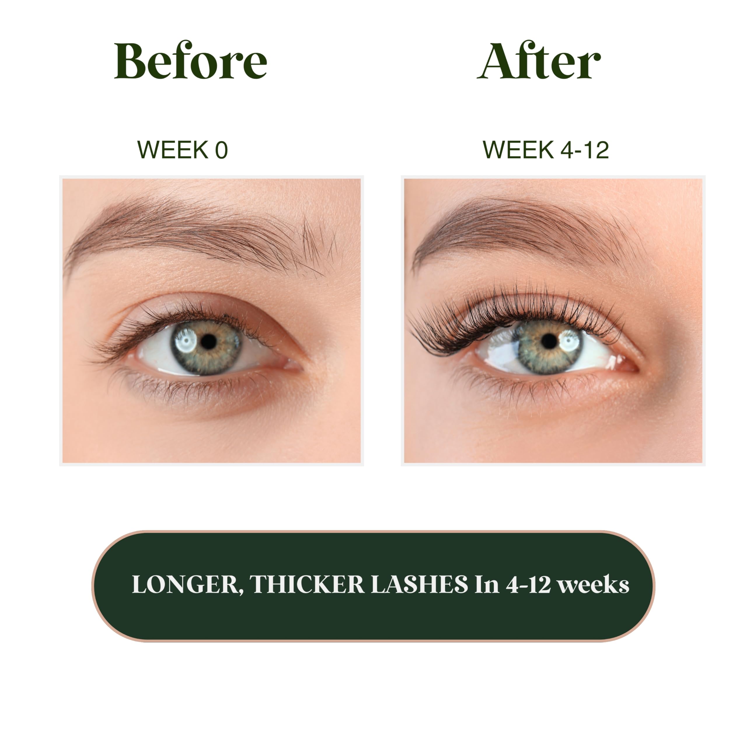 Premium cold pressed hexane free castor oil hair and brow serum being applied to eyelashes.
