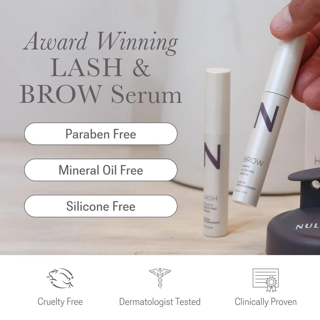 NULASTIN lash and brow enhancing serum bottles side by side