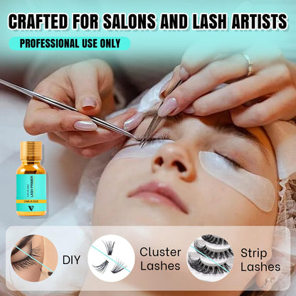 Side view of VAVALASH 15ml eyelash primer highlighting text and usage warnings