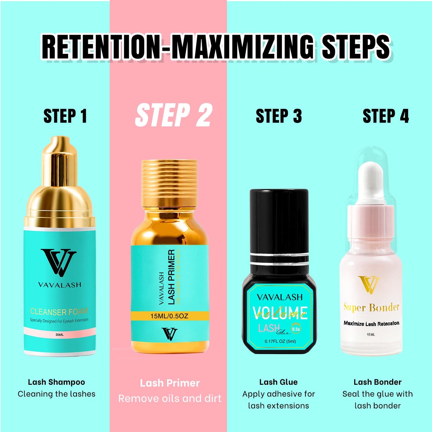 VAVALASH adhesive bonding power primer displaying bottle size and secure cap design