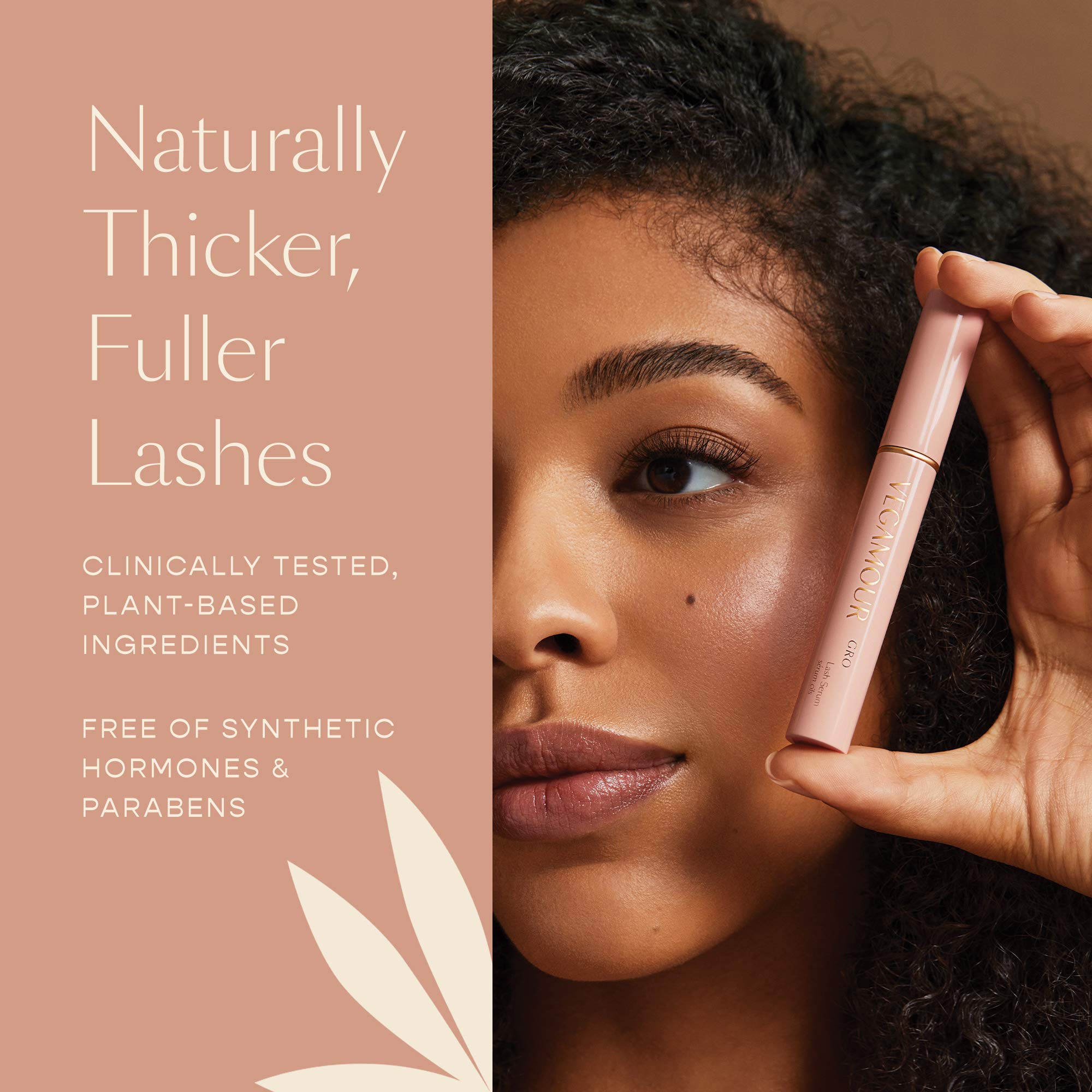 VEGAMOUR plant based lash conditioning serum applicator brush highlighting precise root application.