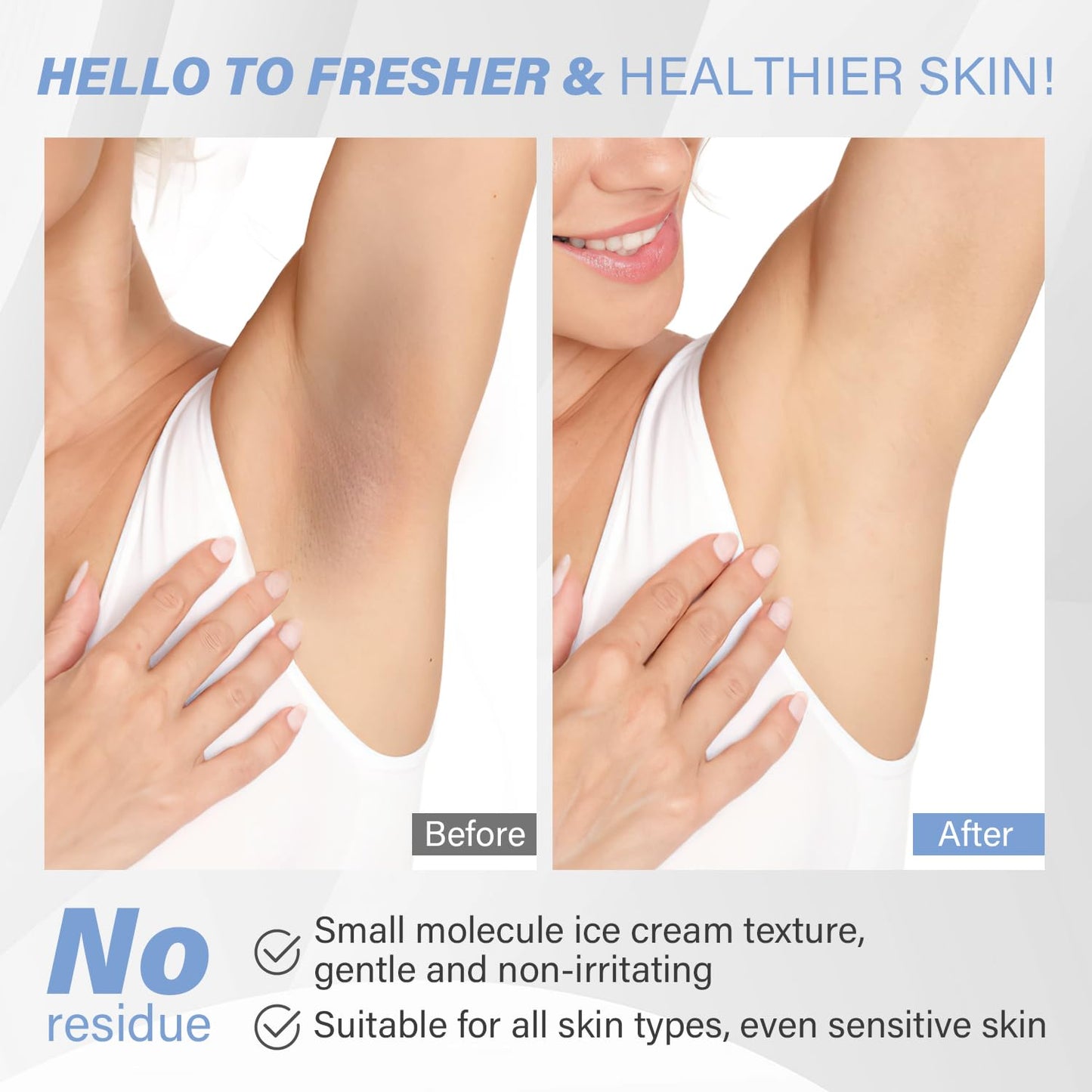 Ulluxe exfoliating cream applied on the armpit area demonstrating natural deodorant scrub properties