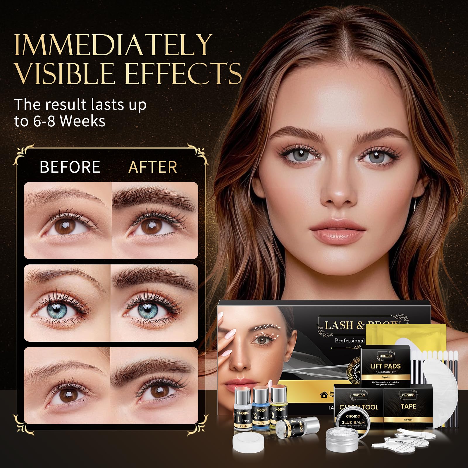 Two in one eyebrow lamination kit bottles including perm and fixation lotions