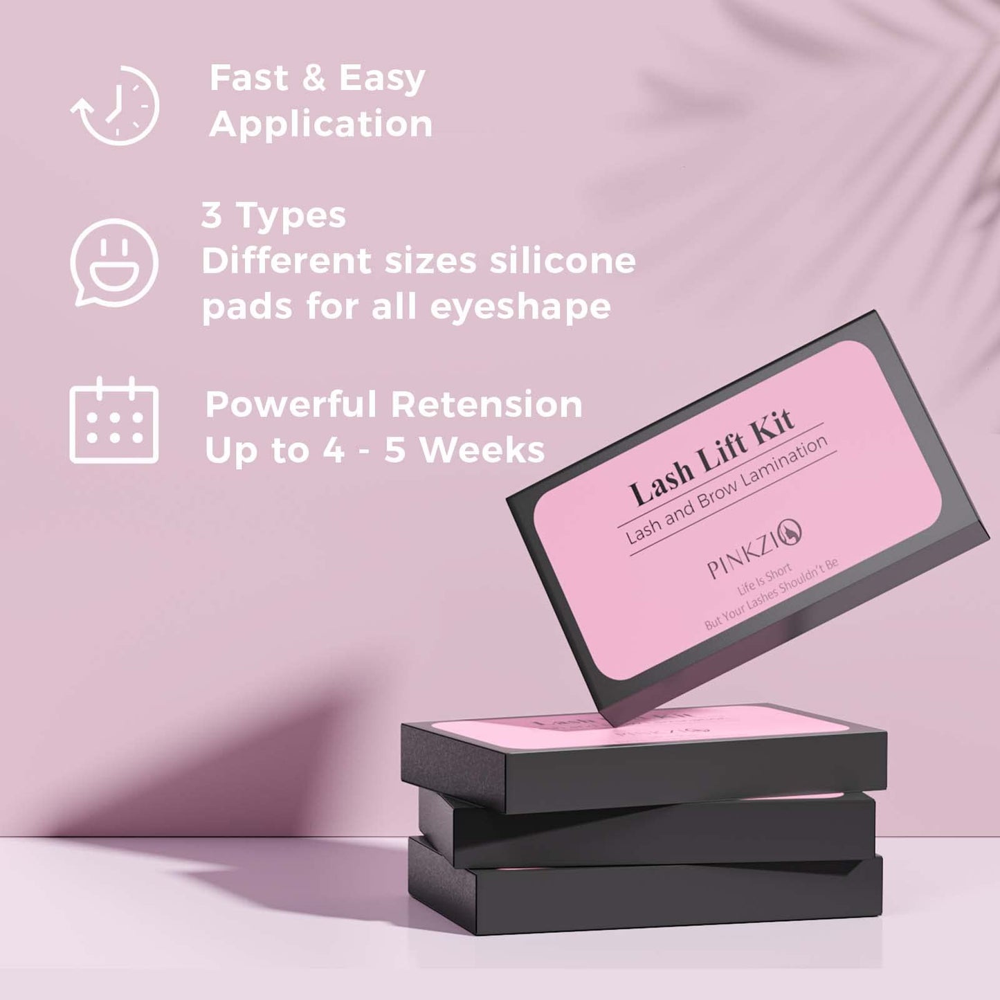 Clear step by step application bottles for professional eyelash lifting
