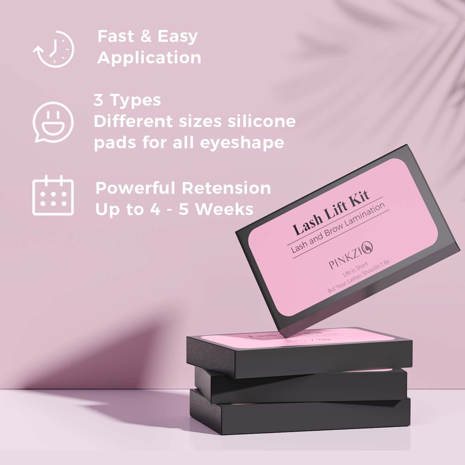 Clear step by step application bottles for professional eyelash lifting