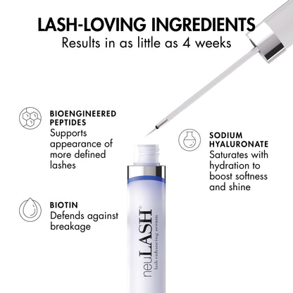 Skin Research Laboratories neuLASH lash serum applicator brush and silver tube