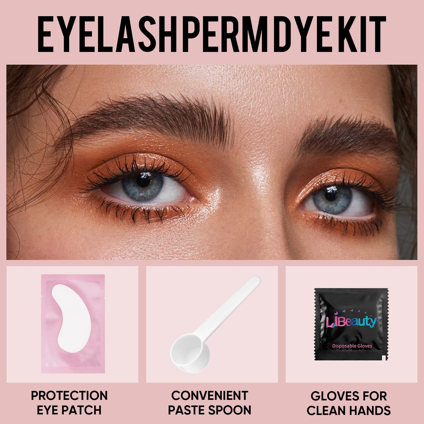 Libeauty semi permanent black lash tint package back panel with detailed instructions.