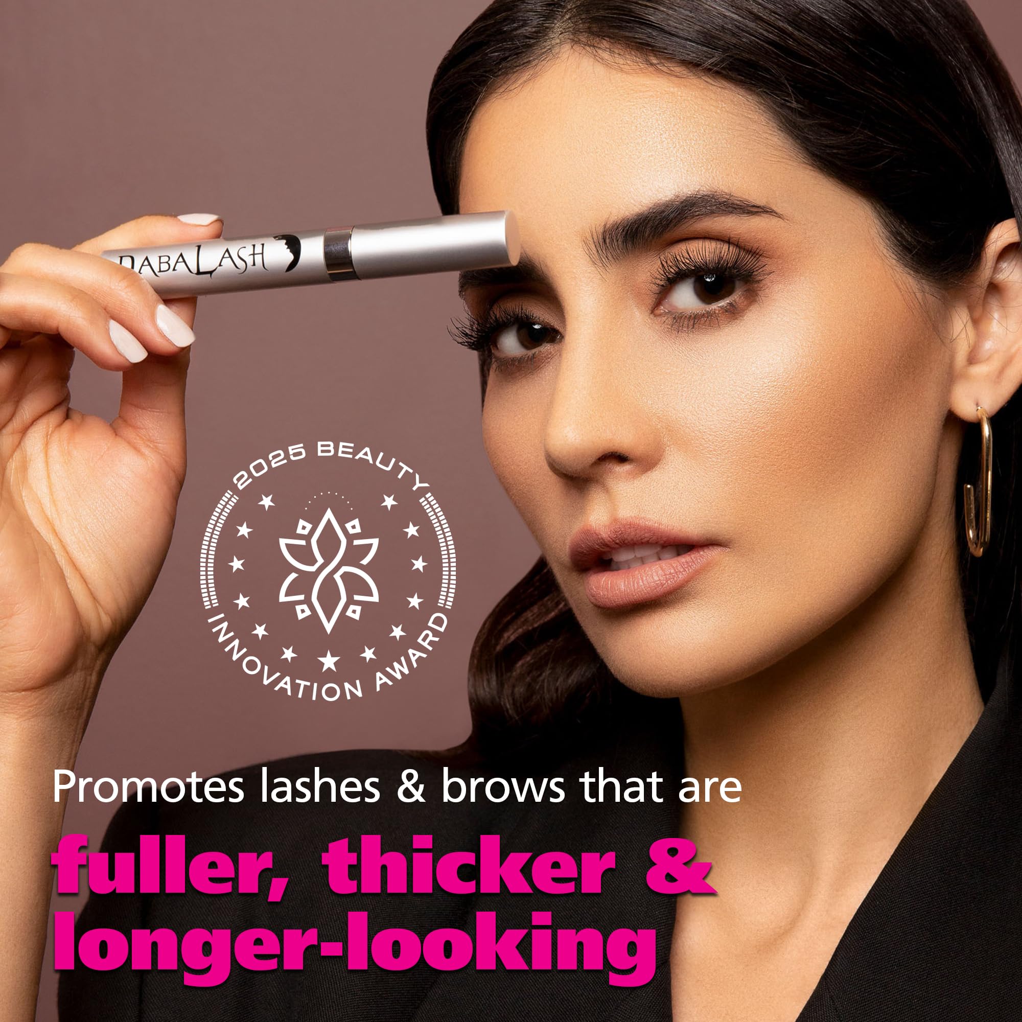Dabalash eyelash enhancer bottle showing the precise applicator brush for daily skin application.