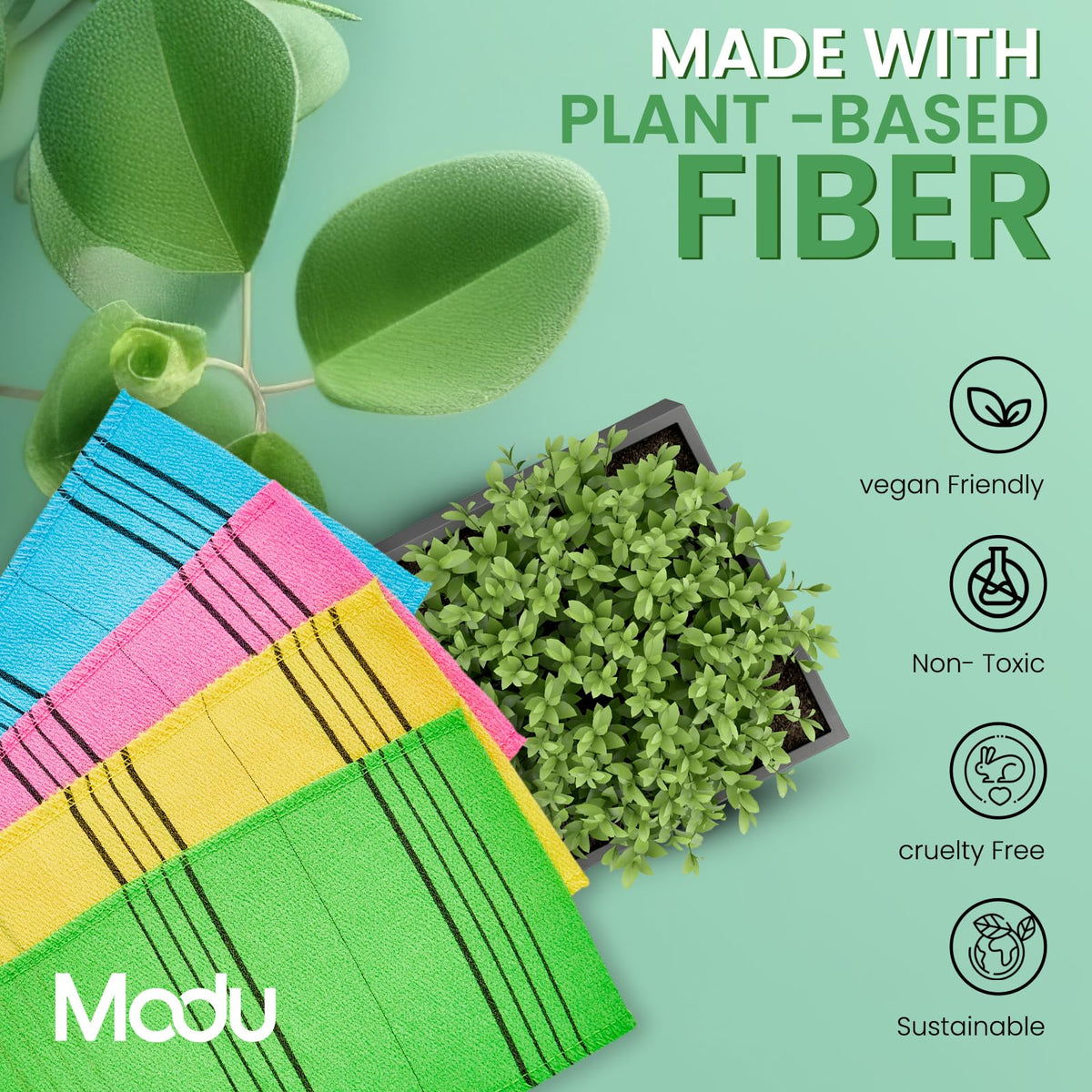 Authentic Modu viscose exfoliating mitts packaging