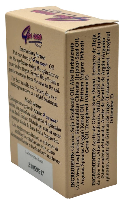 Prosa 4 in 1 natural eyelash serum bottle showing ingredients for conditioning lashes