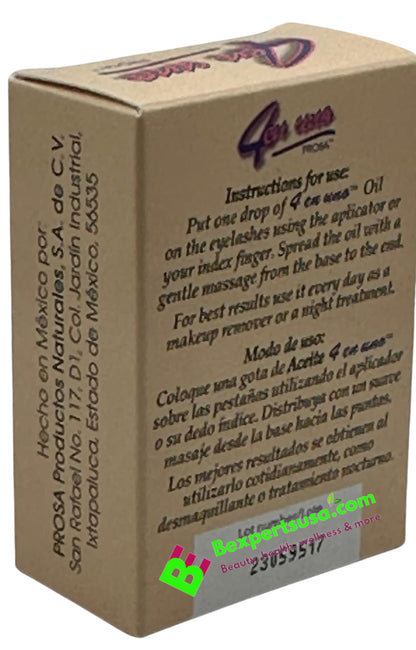 Side view of Prosa eyelash enlarging oil treatment packaging highlighting authentic USA import details
