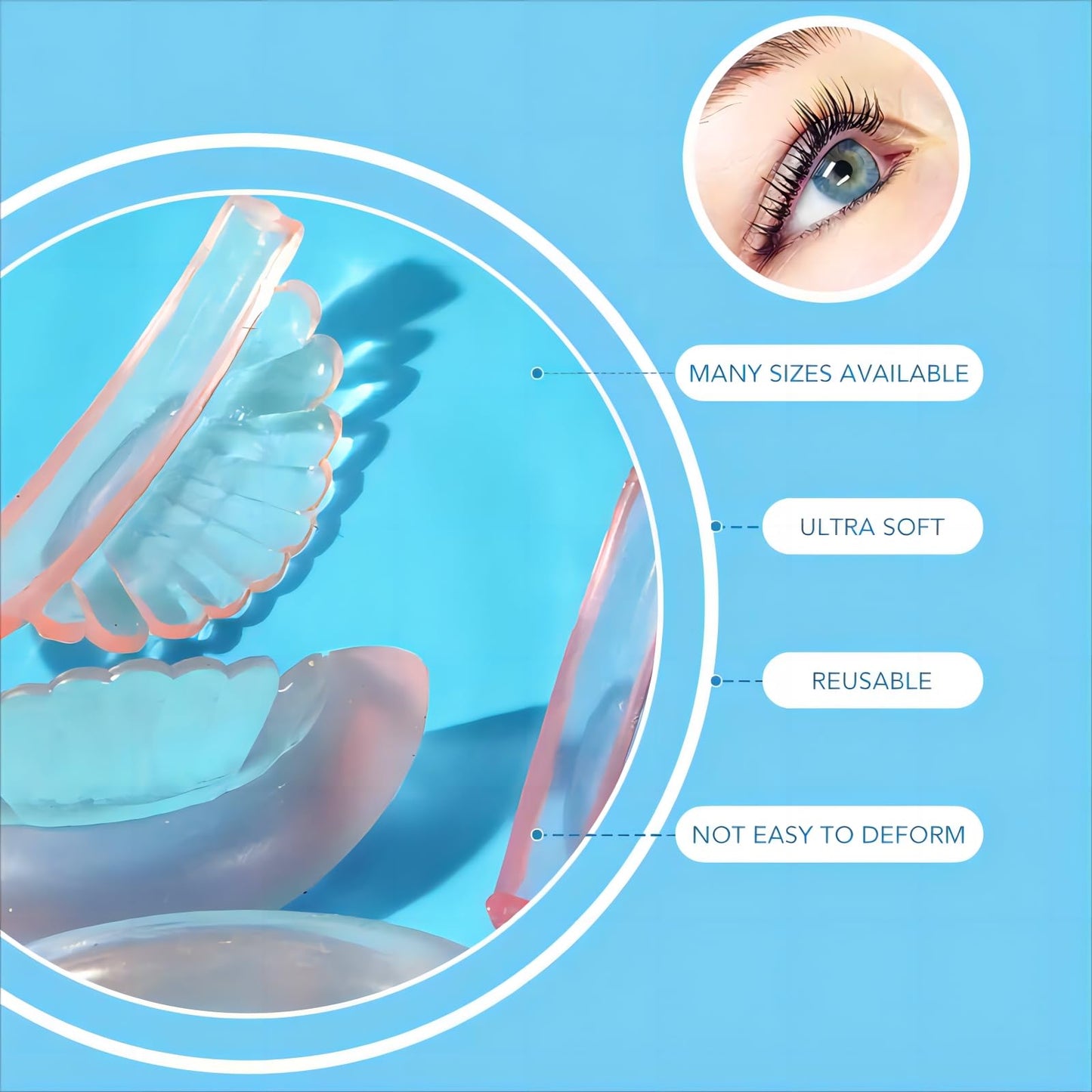 Packaging contents of the Liber Beauty lightweight silicone lash lift guard kit