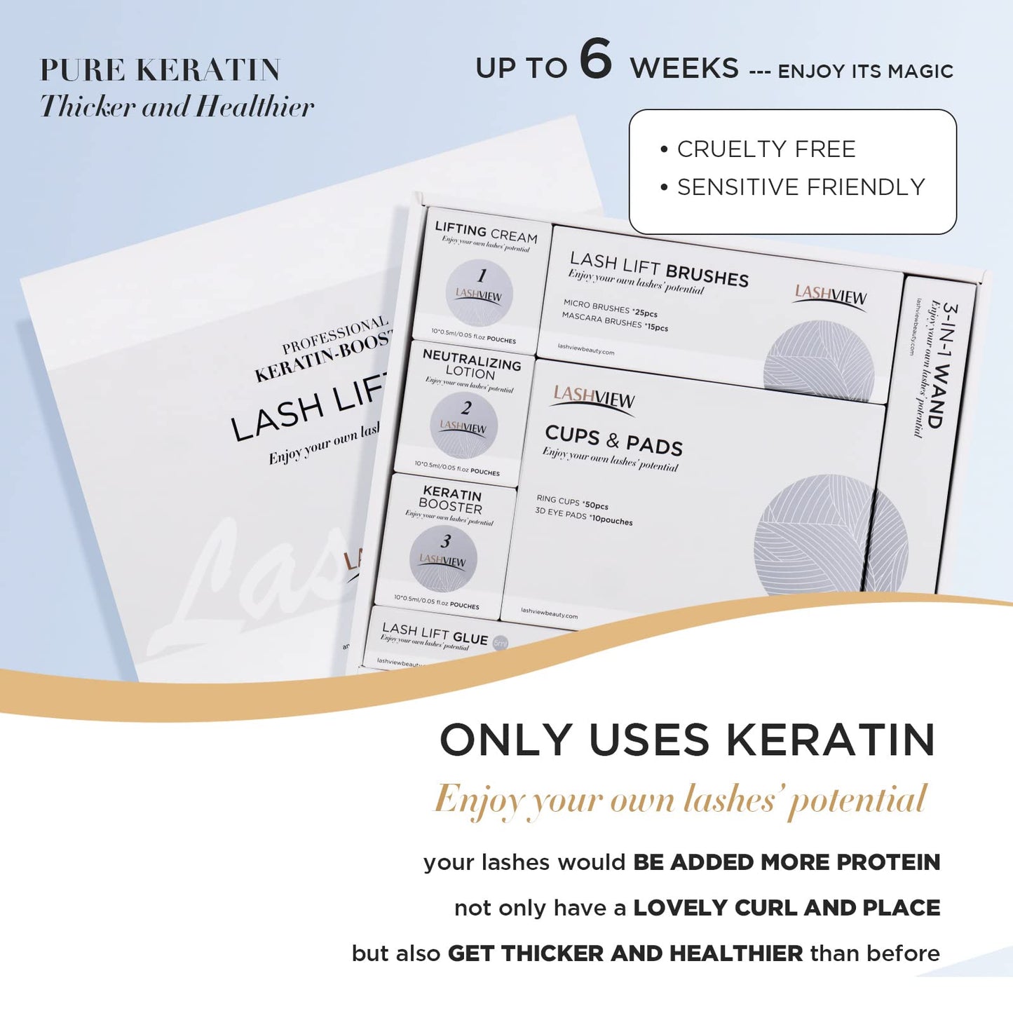 LASHVIEW semi permanent curling kit keratin booster liquid bottle