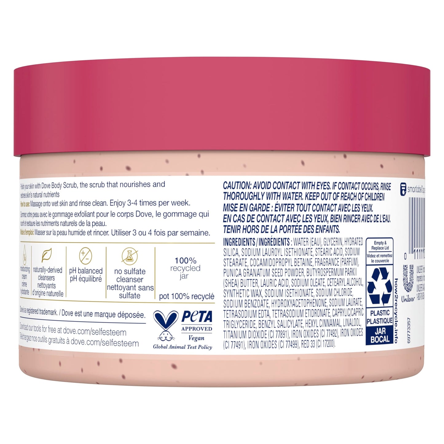 Whipped texture of Dove body scrub on a hand