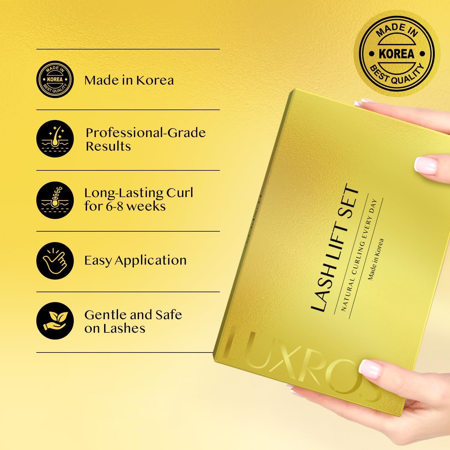 Step by step application guide for using the thio-free keratin lash curling treatment at home.
