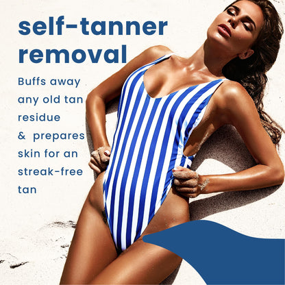 Black hammam exfoliating mitt ideal for removing old self-tan residue in the shower