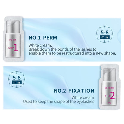 Side profile of the premium ICONSIGN lash lift sachet kit displaying authentic imported details and quantity.