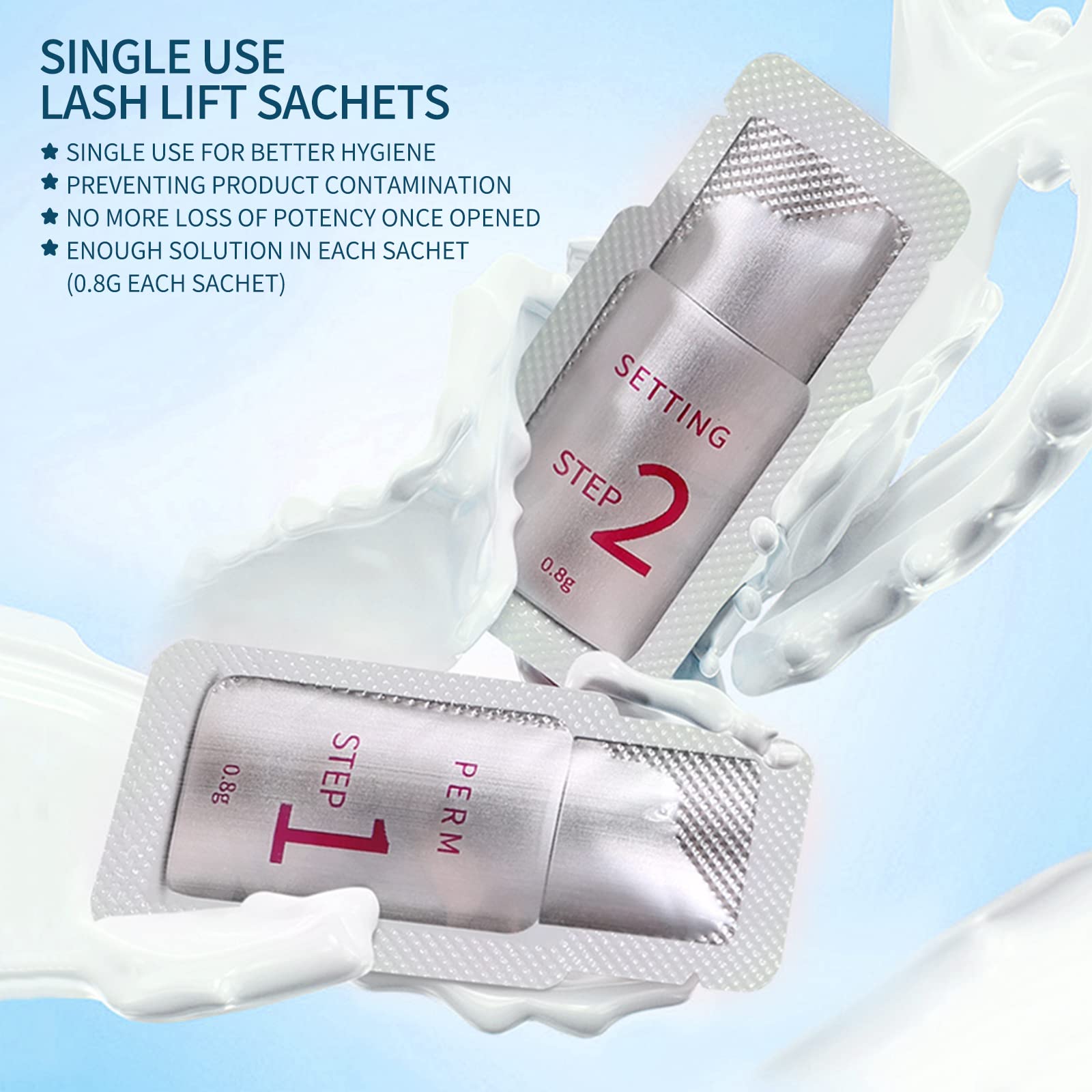 The complete contents of the upgraded eyelash lamination kit laid out clearly to demonstrate the hygienic packaging.