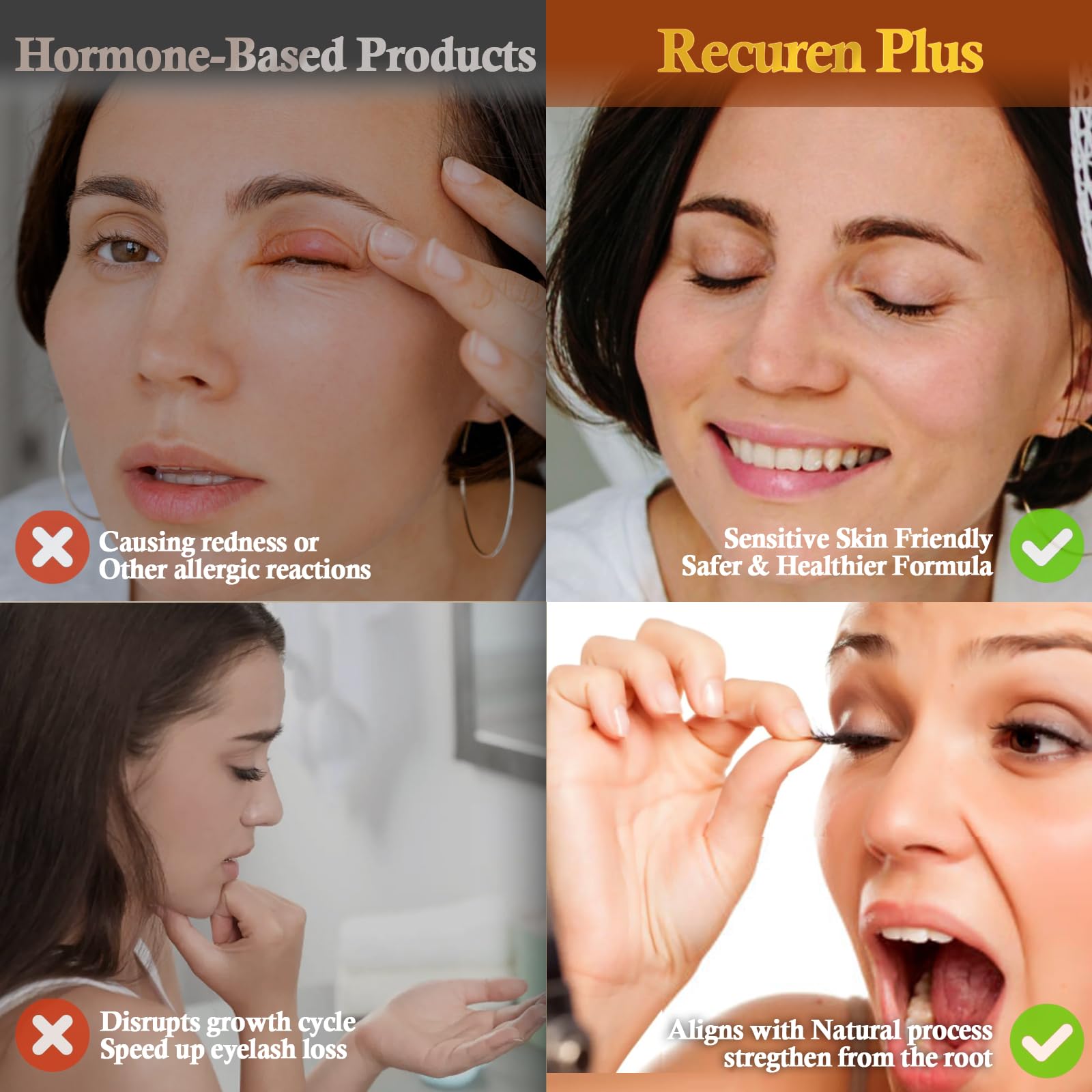 Authentic Recuren Plus beauty care product box side view with instructions