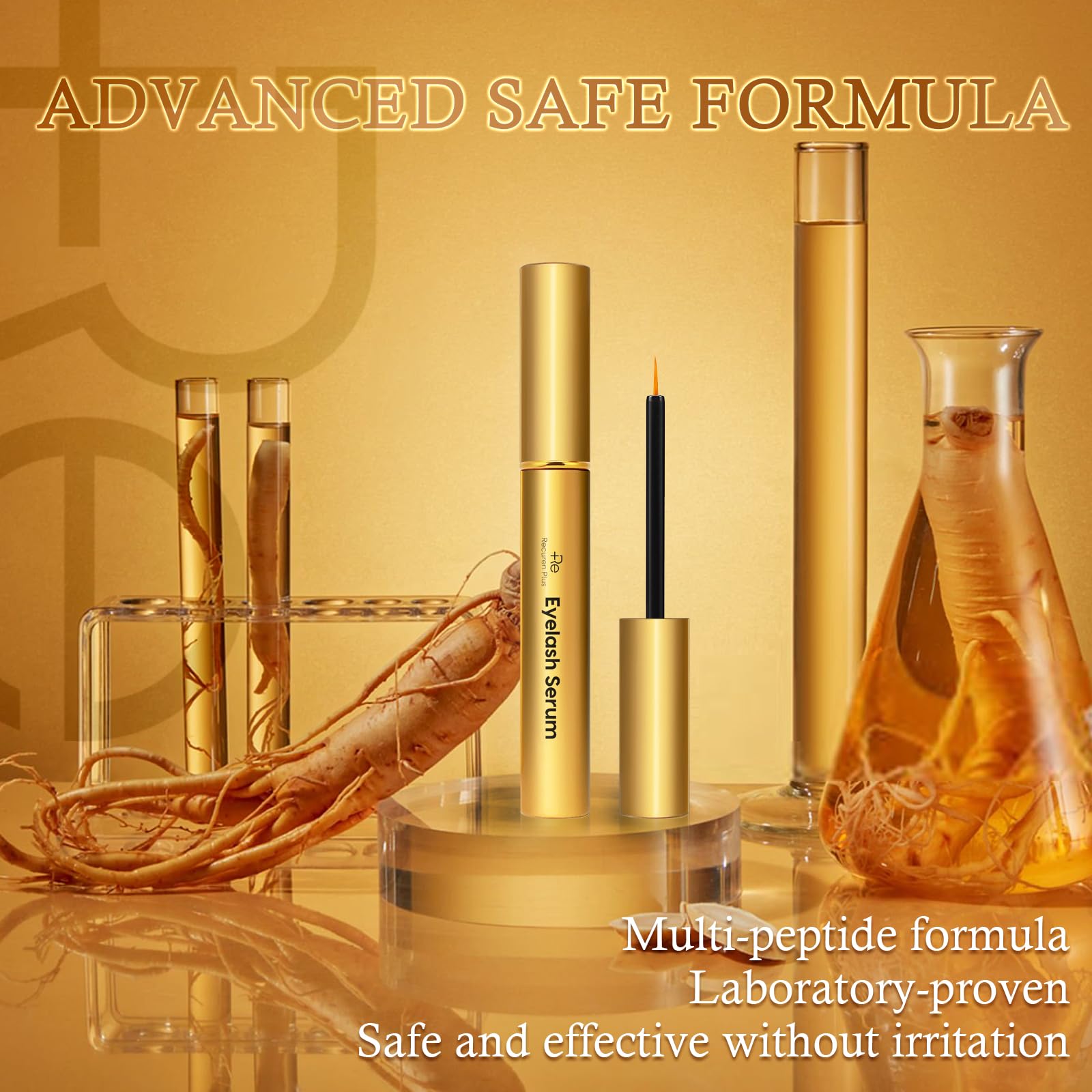 Champagne Gold premium eyelash enhancer bottle displaying brand logo clearly
