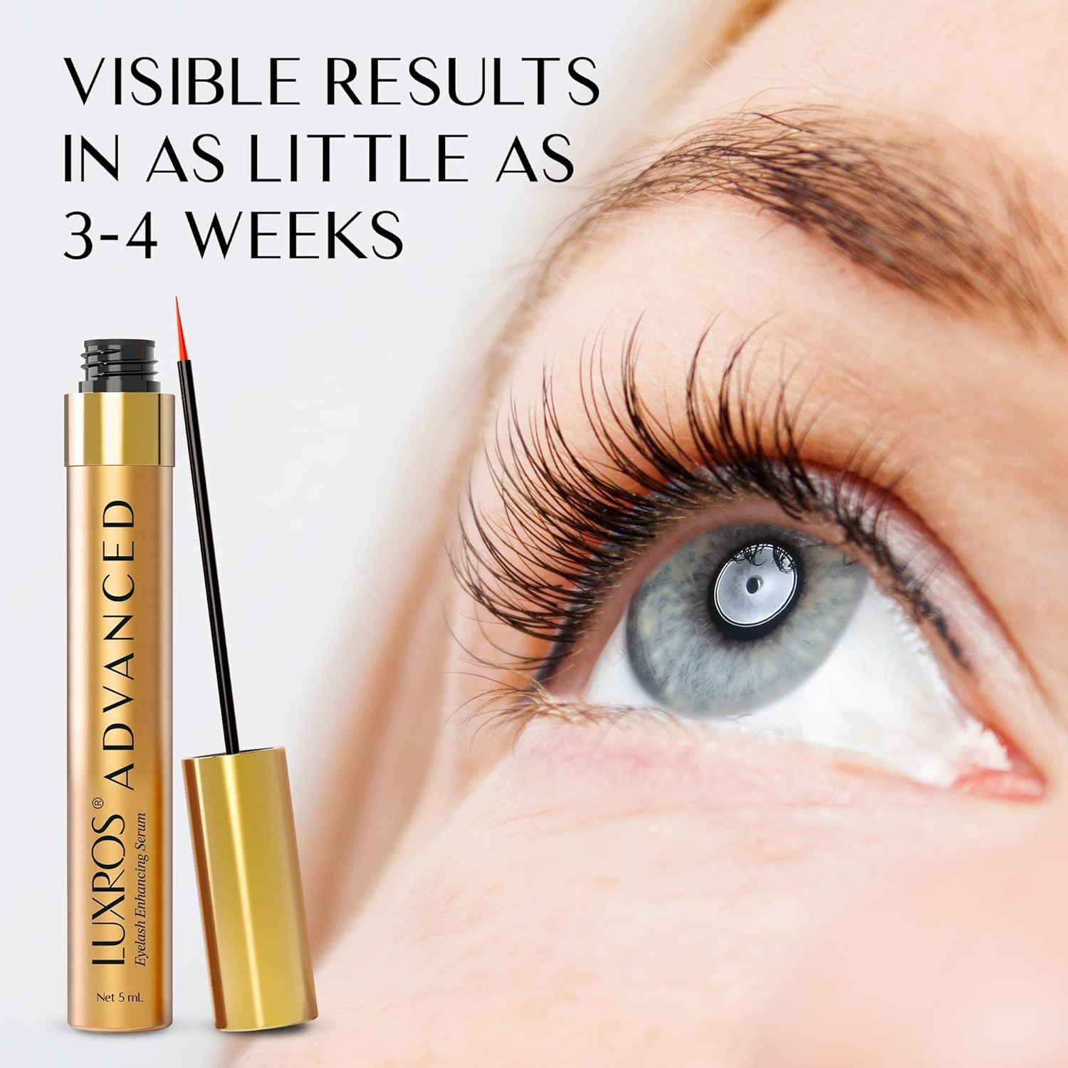 Authentic LUXROS advanced eyelash enhancing formula detailing six month supply