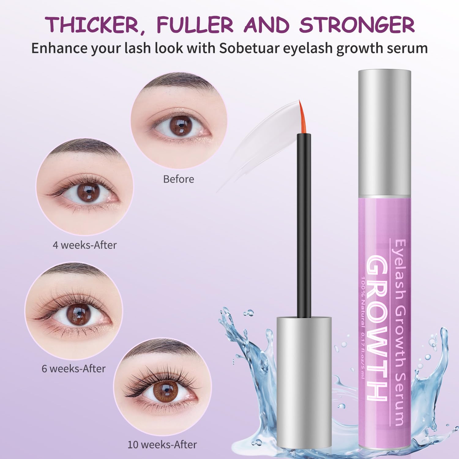 Natural lash enhancing clear fluid with precision brush applicator tip