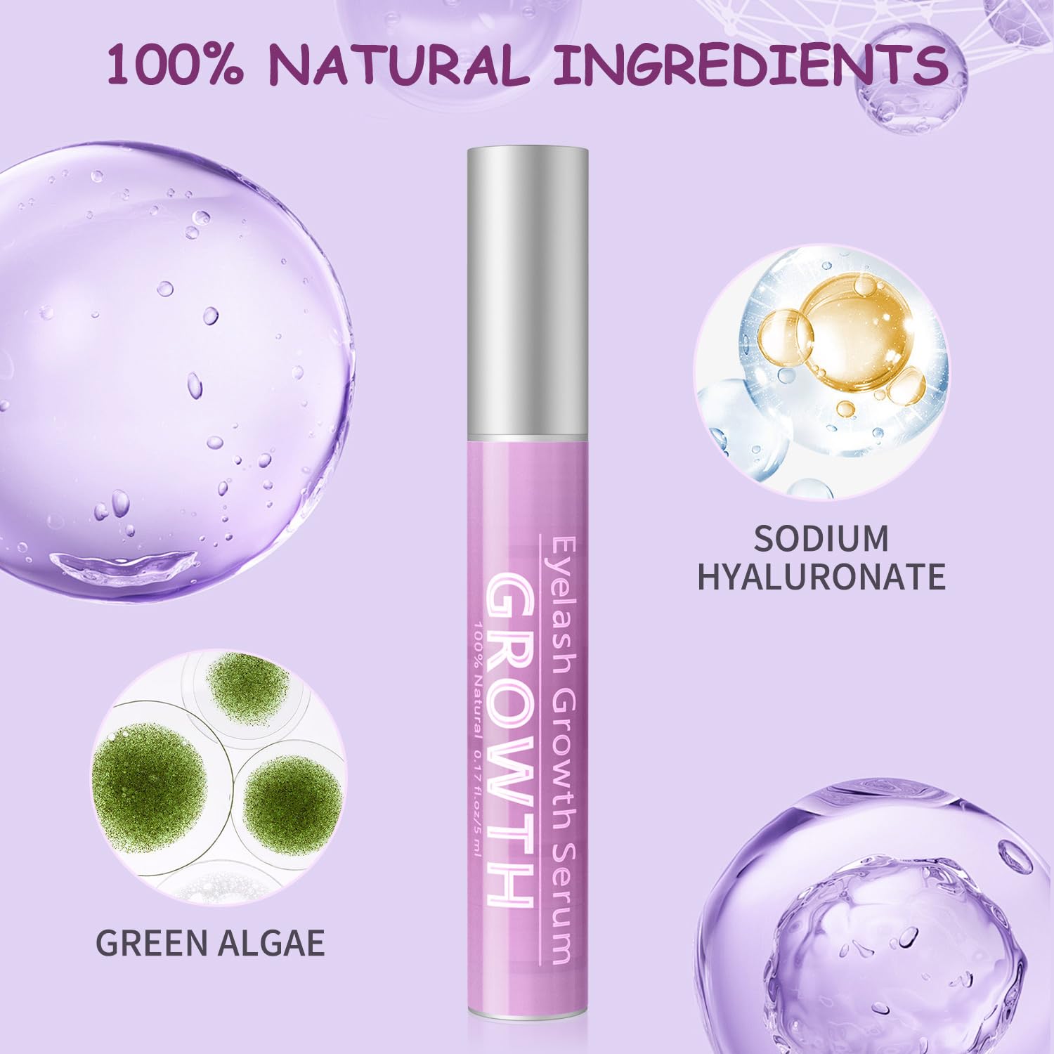 Premium vegan lash booster packaging showing the five milliliters clear liquid tube