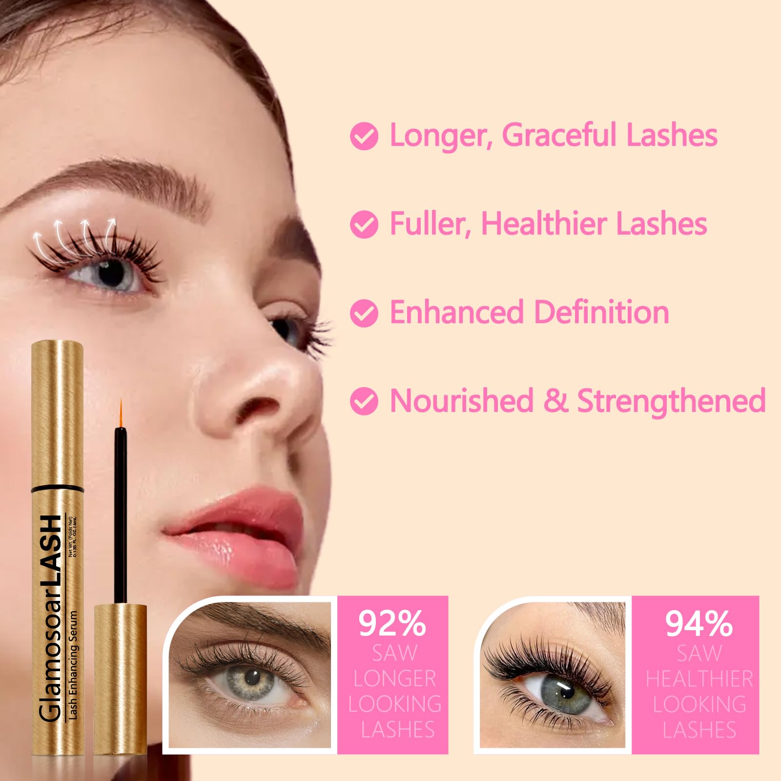Peptide-powered lash enhancing serum container illustrating the authentic imported beauty formulation.