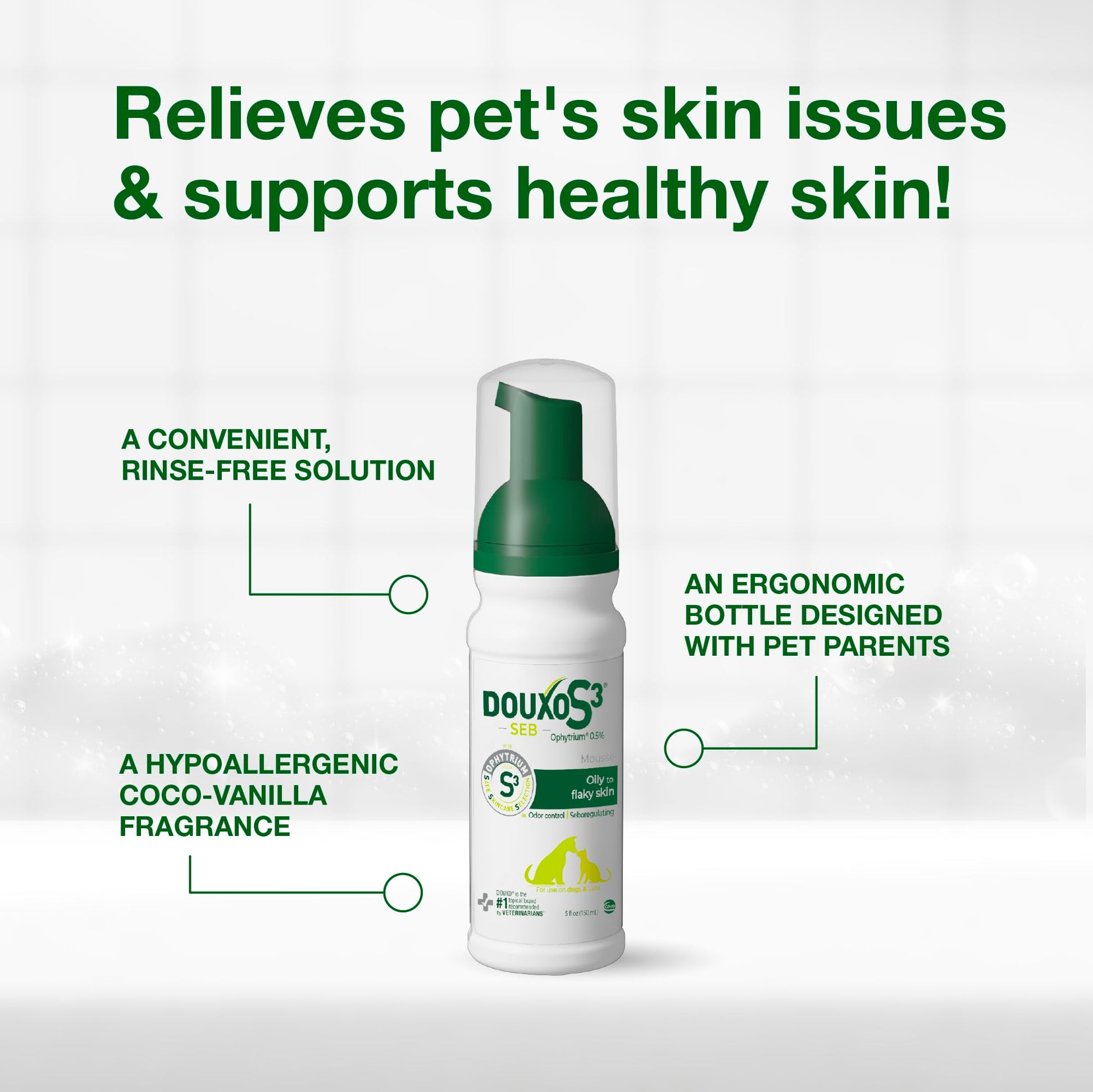 Applying Douxo S3 Seb Mousse to a dog coat
