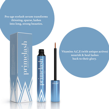 Prime Prometics PrimeLash Growth Serum packaging box and vitamin infused formula tube