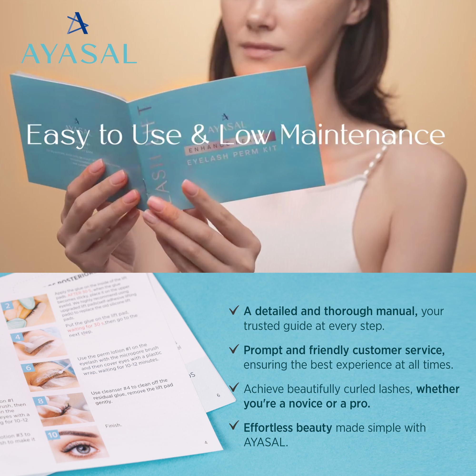 Gentle formulation eyelash perm kit designed for sensitive eyes showing application tools