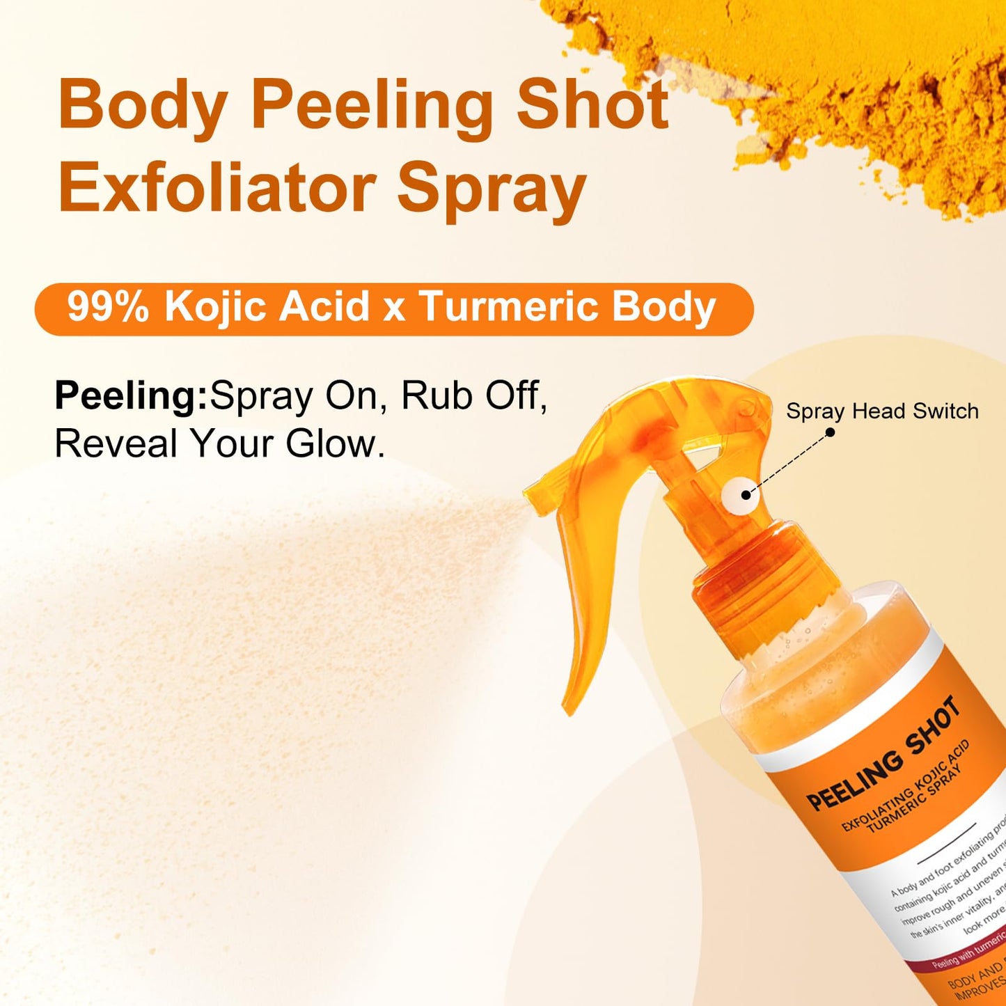 Seeye exfoliating body peeling shot spray bottle with ingredients list
