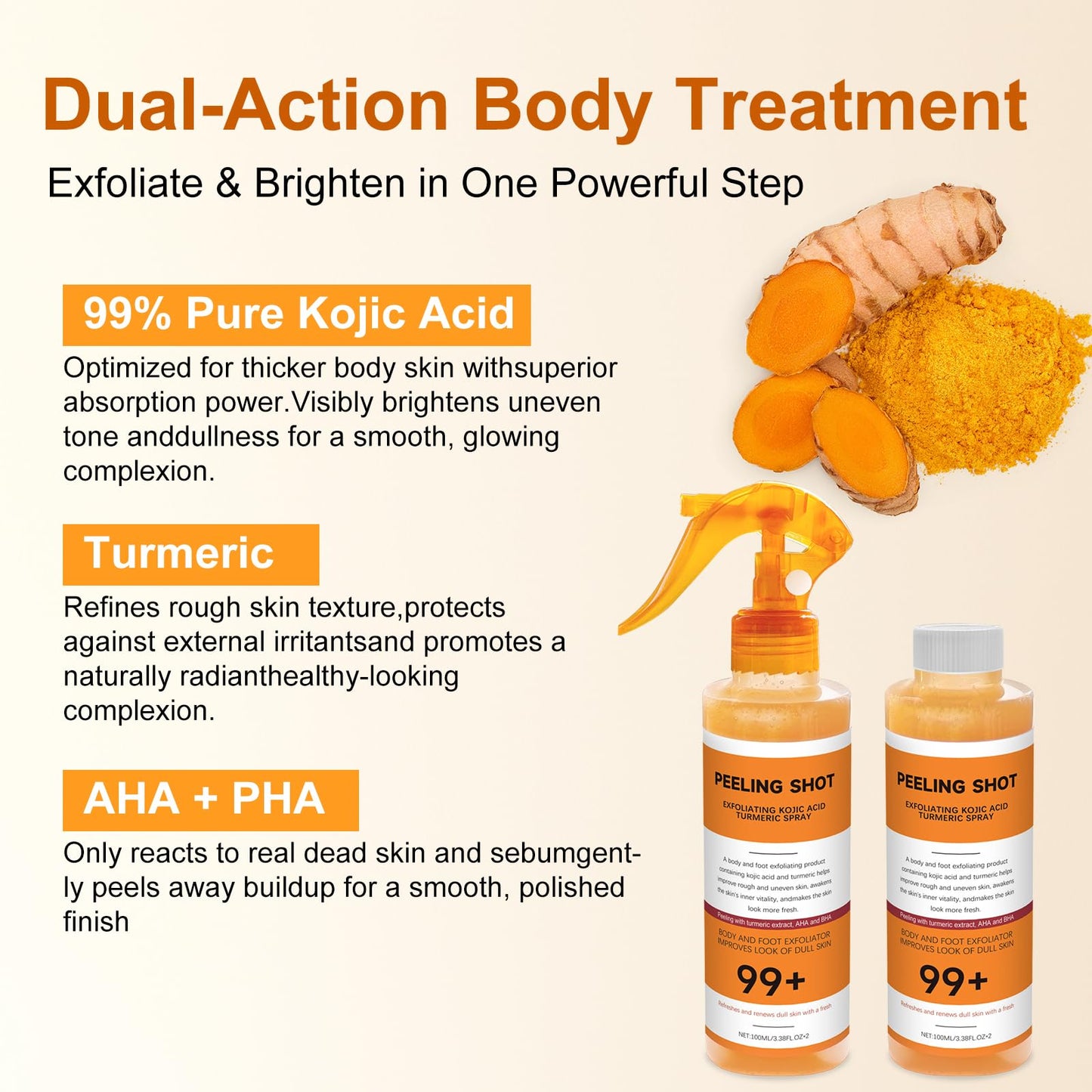 Kojic acid and turmeric brightening body mist spray nozzle close up