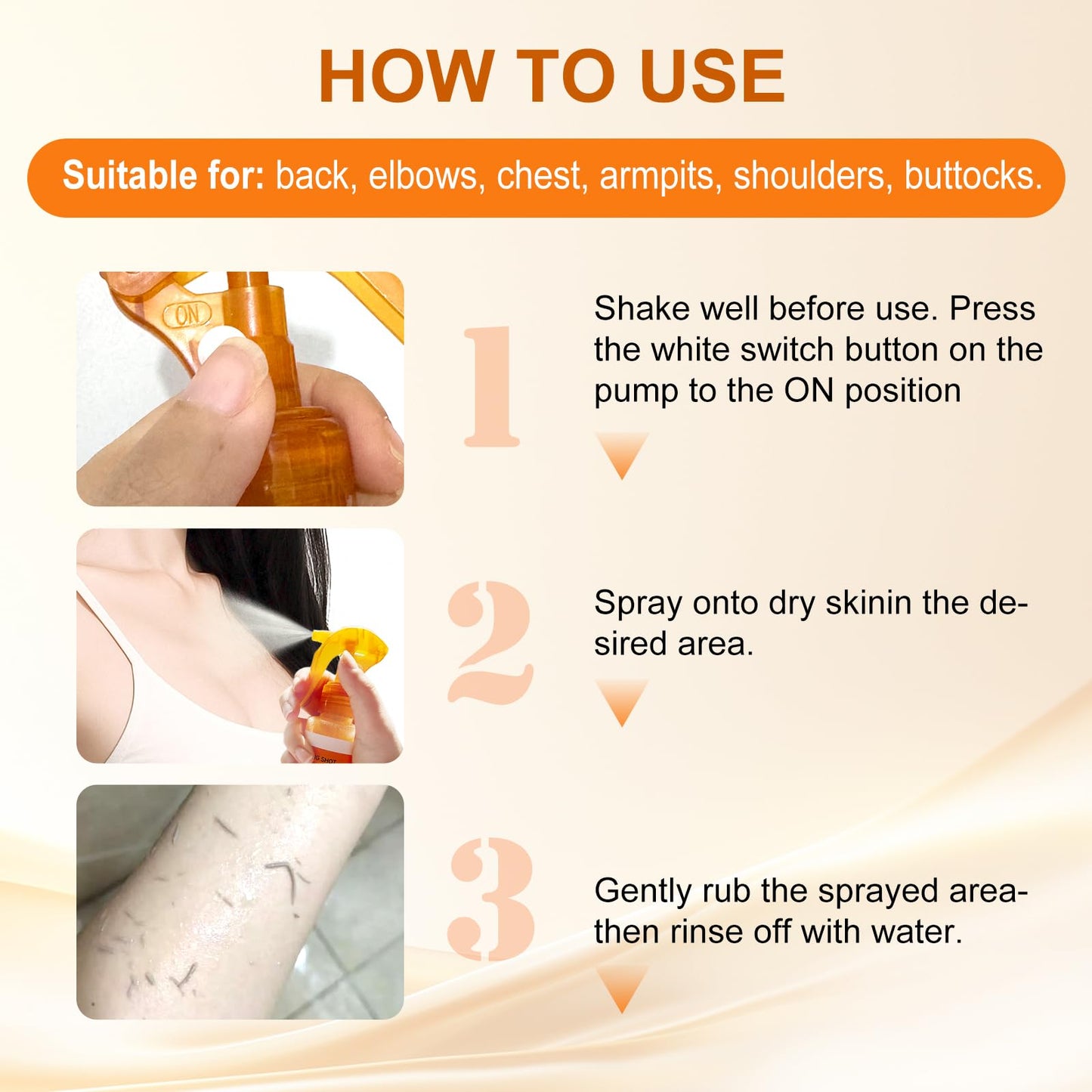 Exfoliating body shot spray being applied to rough skin texture