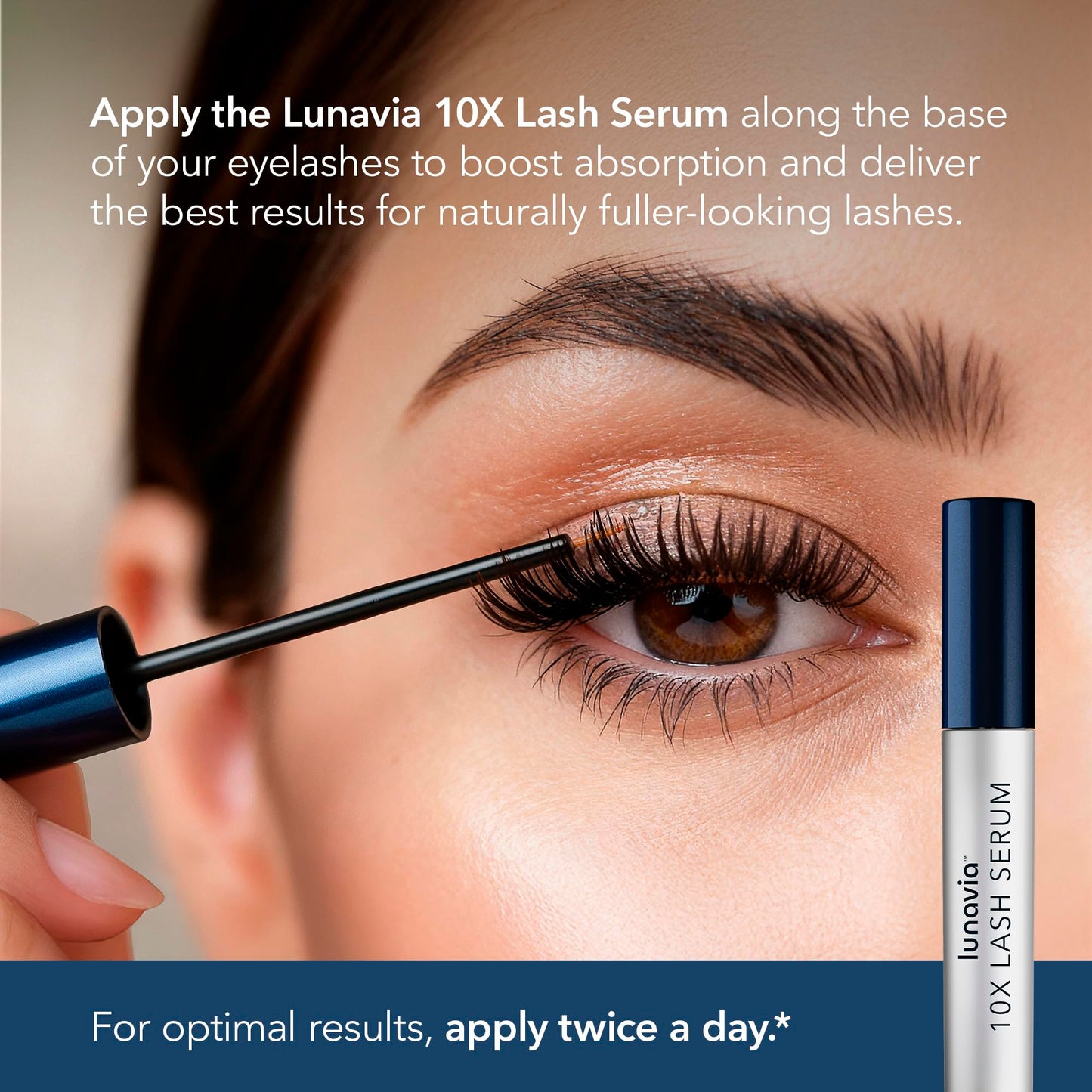 Lunavia peptide lash serum tube with official brand labeling for daily beauty routine