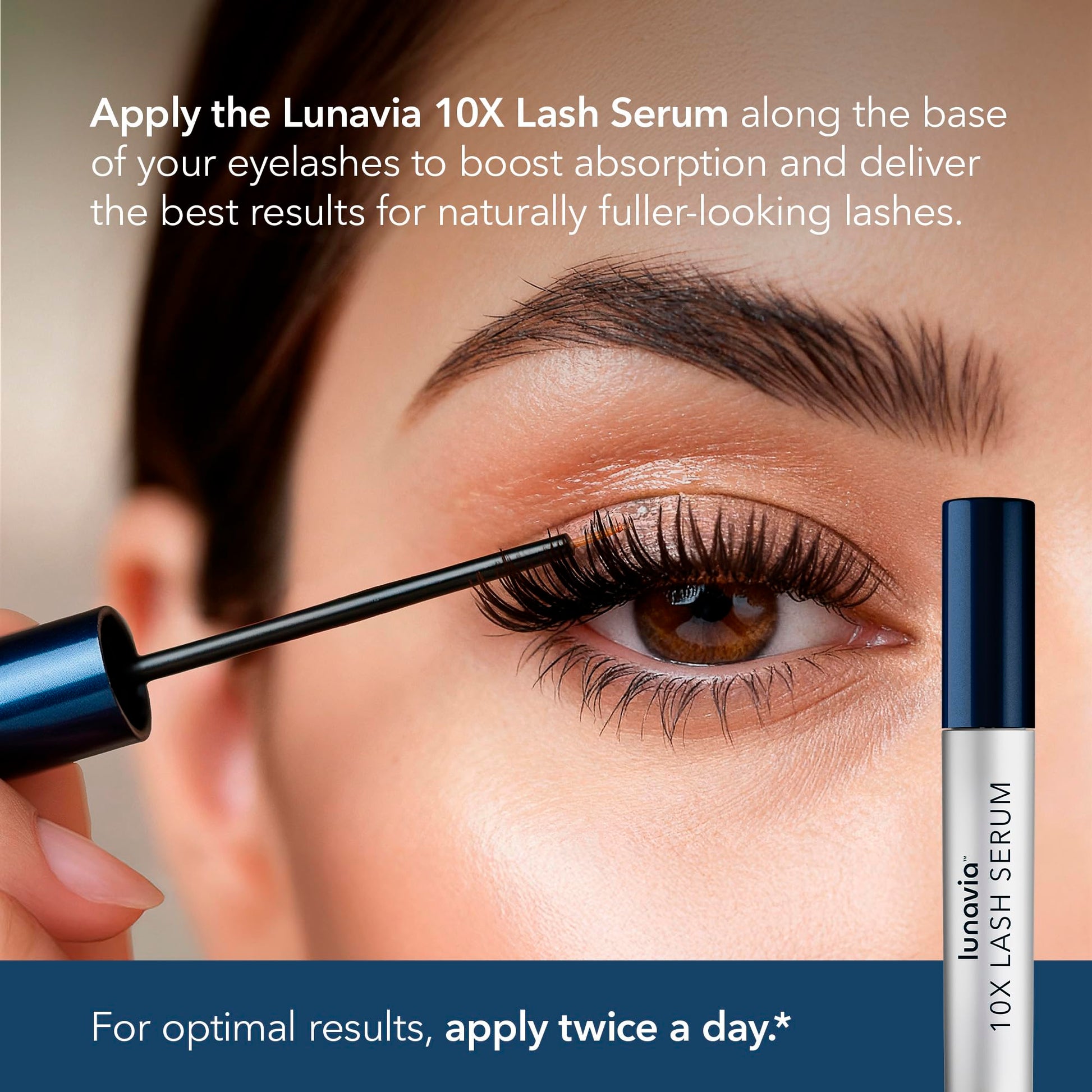 Lunavia peptide lash serum tube with official brand labeling for daily beauty routine