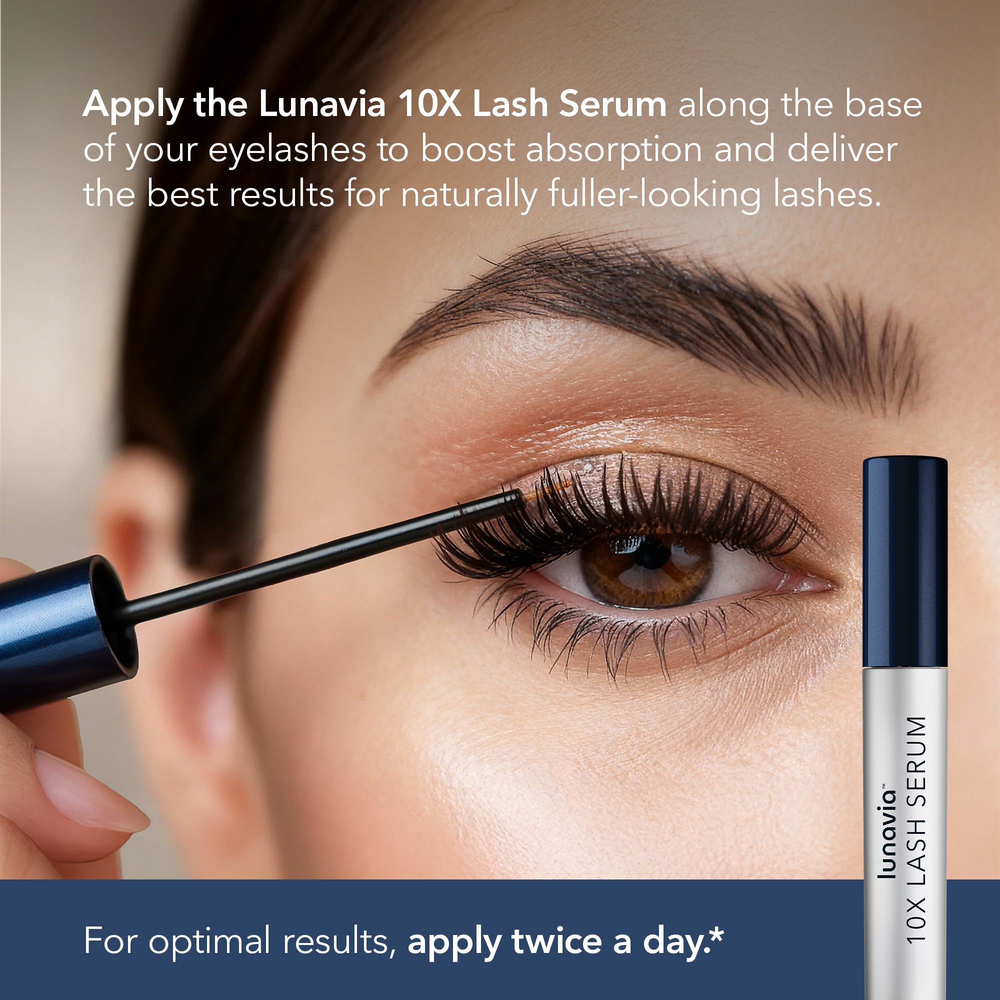Lunavia peptide lash serum tube with official brand labeling for daily beauty routine