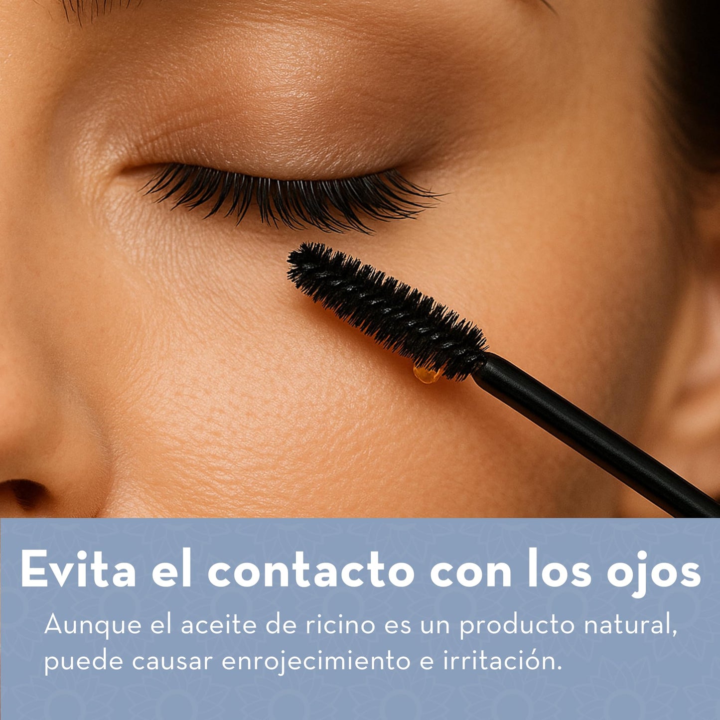 Applying organic castor oil to eyebrows using the included precision applicator brush