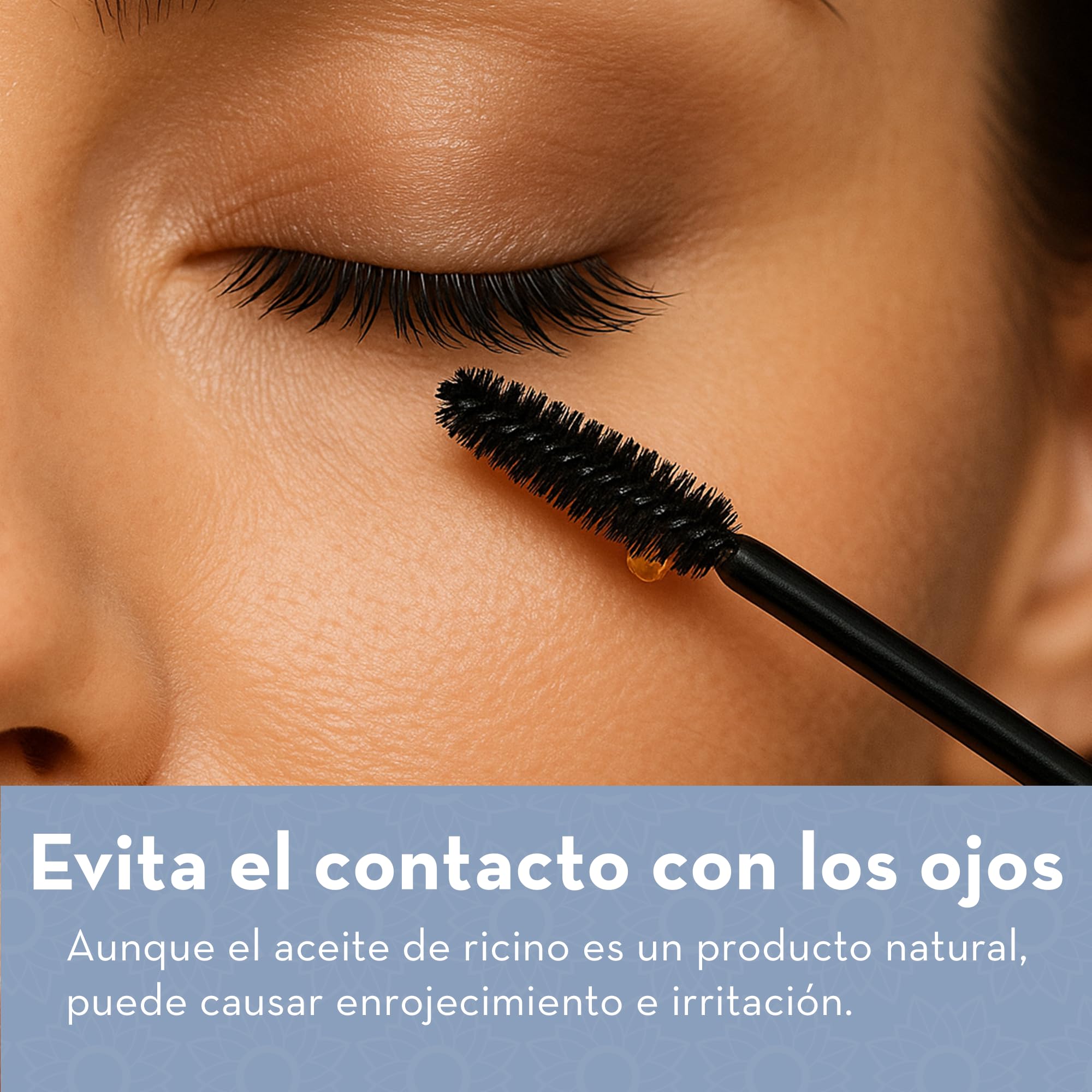 Applying organic castor oil to eyebrows using the included precision applicator brush