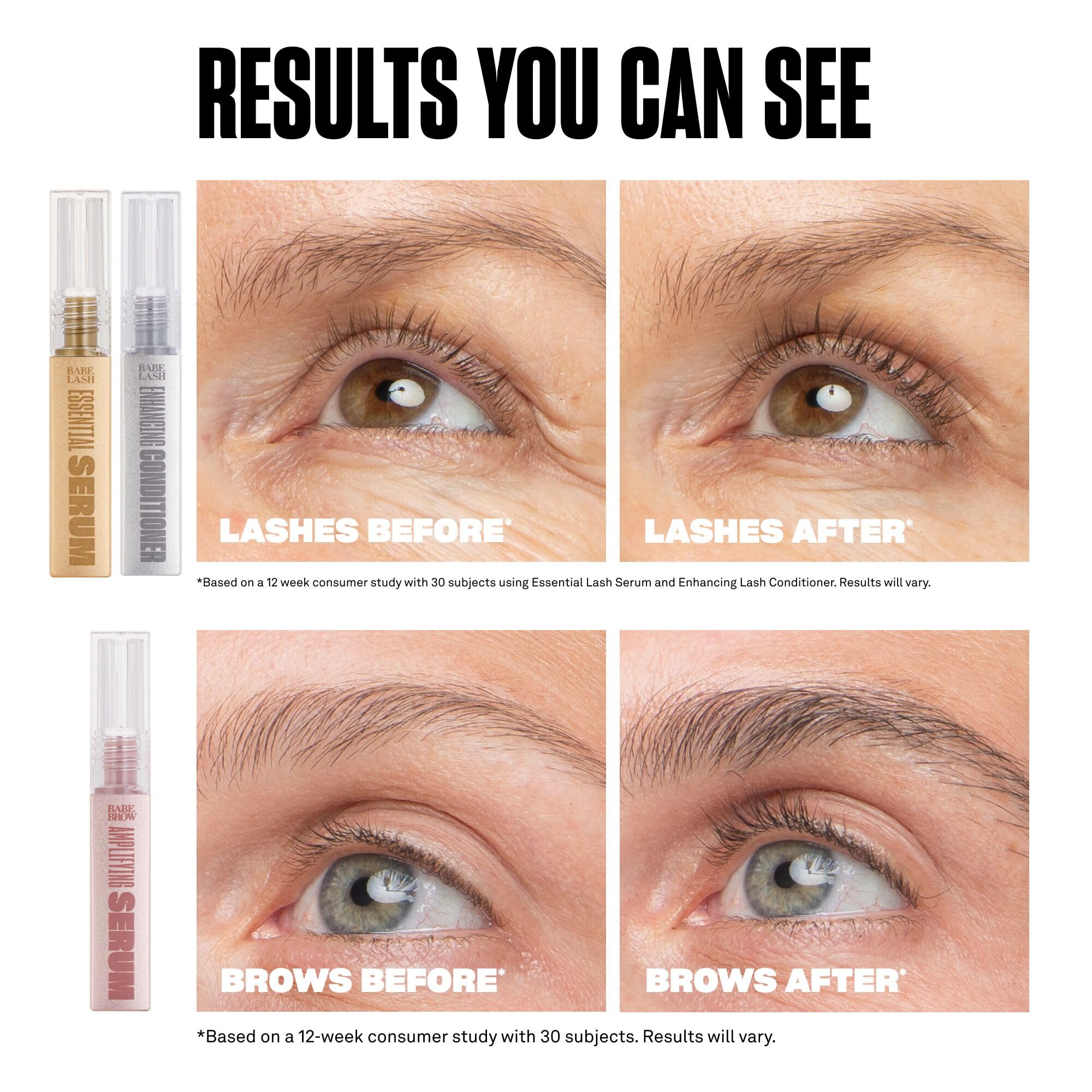 Babe Brow Amplifying Serum showcasing the thick applicator brush meant for eyebrow hair mapping