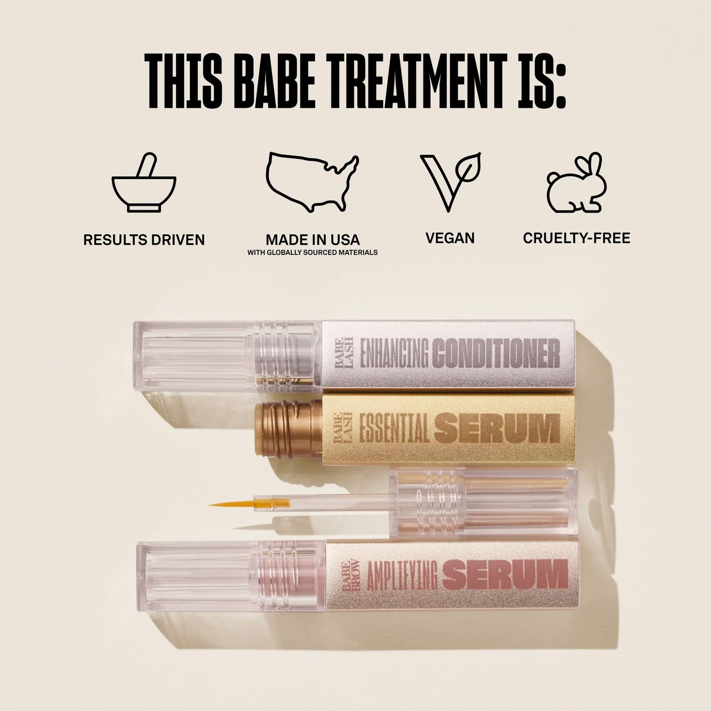 Babe Original beauty set unboxed featuring the full routine for natural lash and brow enhancement