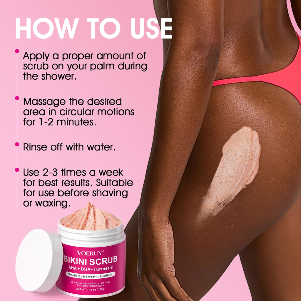 VOERUY smooth skin exfoliator displaying full container dimensions and brand details