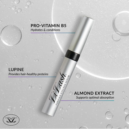 Authentic USA imported LiLash lash serum packaging highlighting conditioning vitamins and minerals