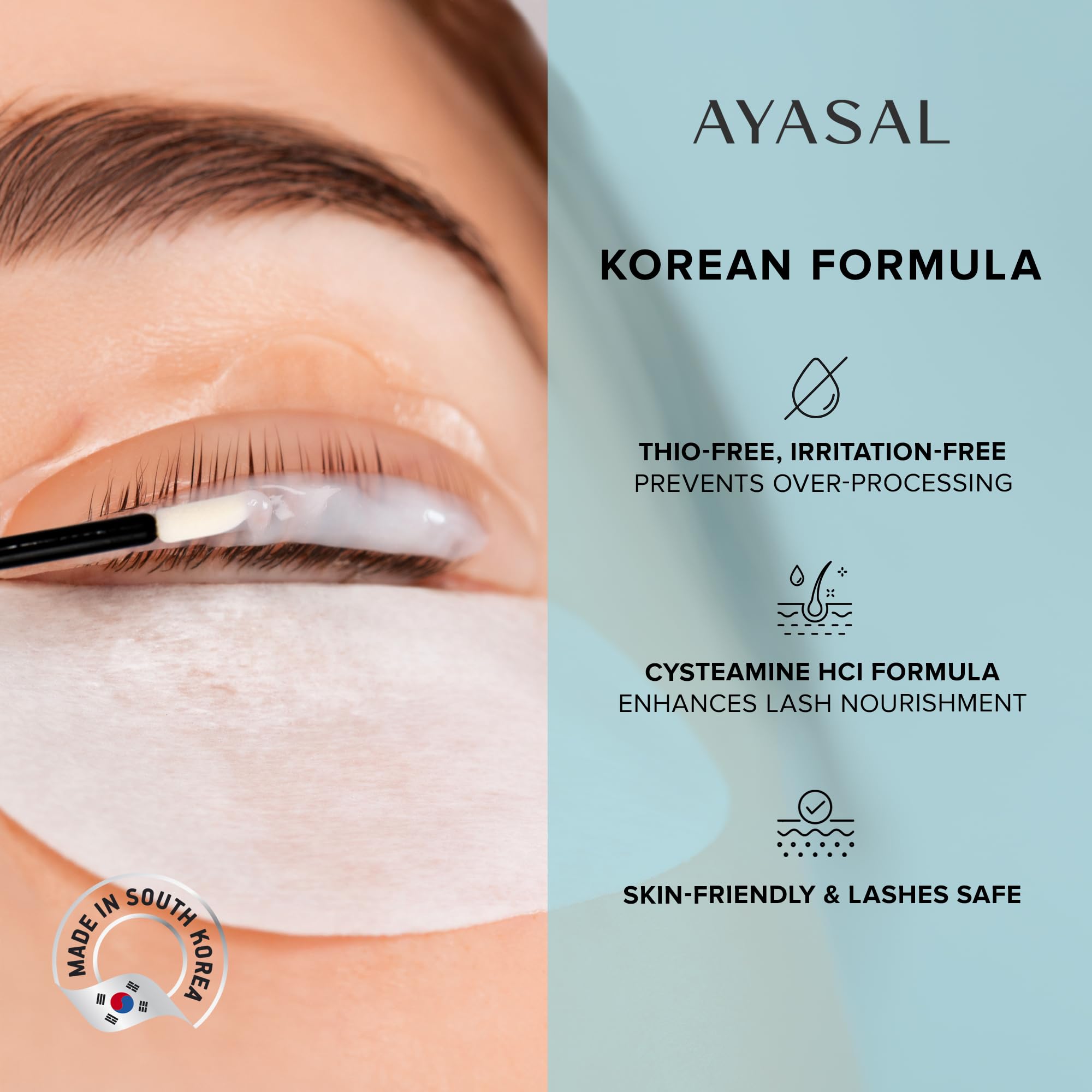 Step by step application pouches inside the AYASAL lash lifting and coloring system