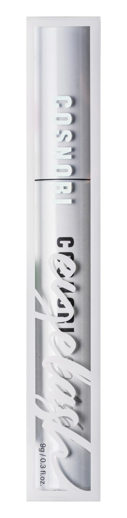 Cosnori vegan eyelash growth enhancer showing the dual ball tip and spoolie applicator brush.